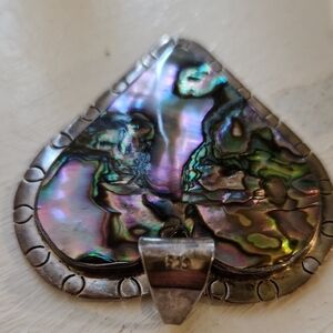 Silver Heart Abalone .925 Pendant Needs Polishing